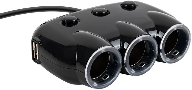 컴스 차량용 3구 멀티소켓 BB714 + USB, 1세트