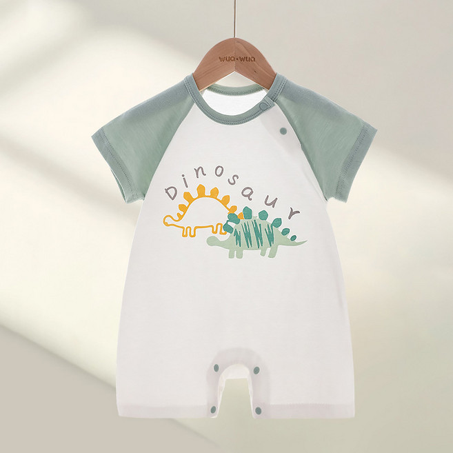Bebeniz 嬰幼兒恐龍印花按扣短袖連身衣