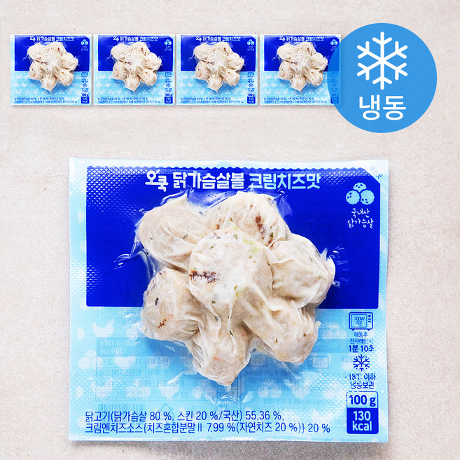 오쿡 닭가슴살볼 크림치즈맛 (냉동), 100g, 1개입, 5개