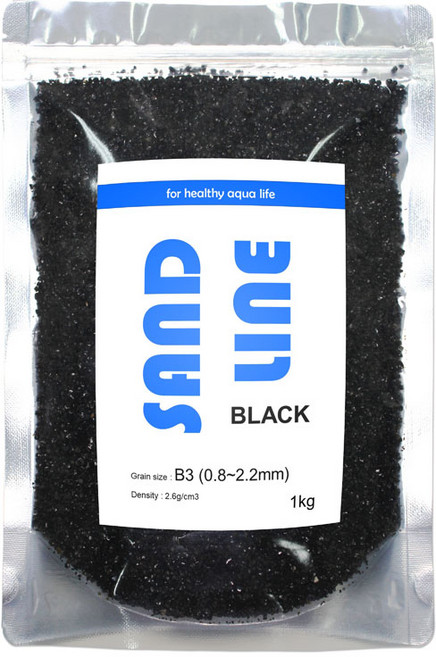 샌드라인 B3 흑사 수족관바닥재 0.8~2.2mm 1kg, 블랙, 1개