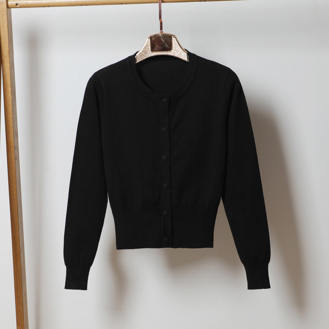 라라티나 여성용 할로아 간절기 베이직 라운드넥 크롭 니트 긴팔 가디건