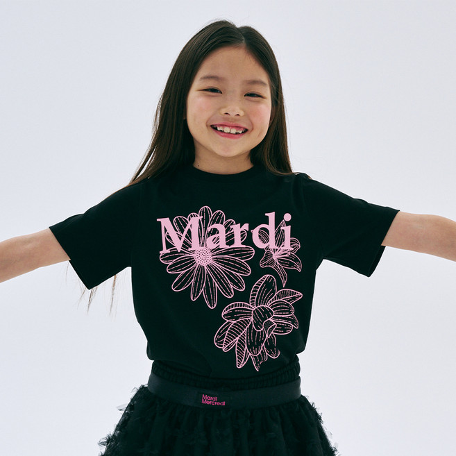 Mardi Mercredi 兒童三重花朵棉質T恤