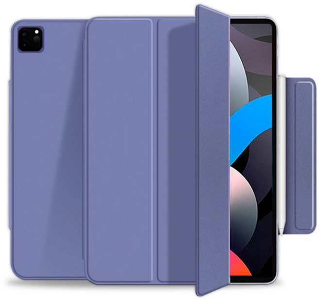 누아트 아이패드 마그네틱 애플펜슬 수납홀더 스마트커버 케이스, 라벤더