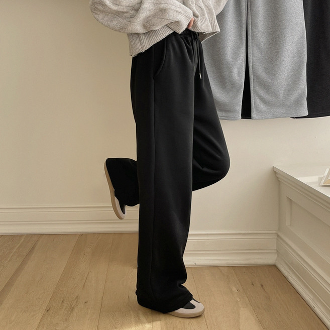 플랜데이 여성용 포근 폭닥 레프 특양면 기모 트레이닝 팬츠 롱