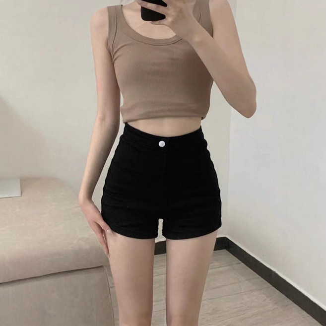 女神款女用簡約高腰顯瘦熱褲