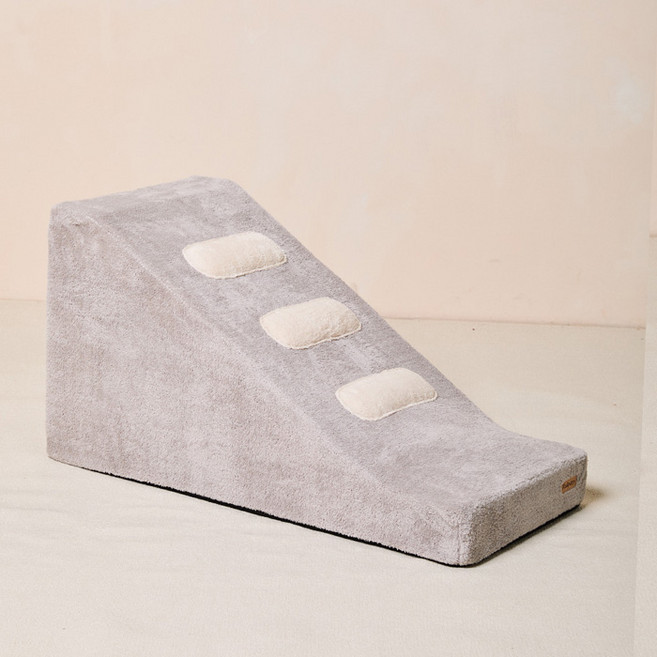 레드퍼피 강아지 쓰리텝 침대형 펫스텝, 밀크그레이, 1개