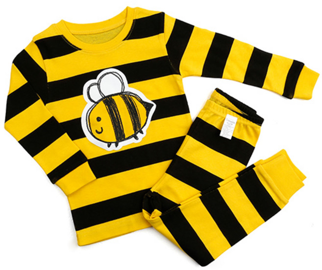 메이키즈 아동용 윙윙꿀벌 오가닉 30수 후라이스 실내복 상하 세트