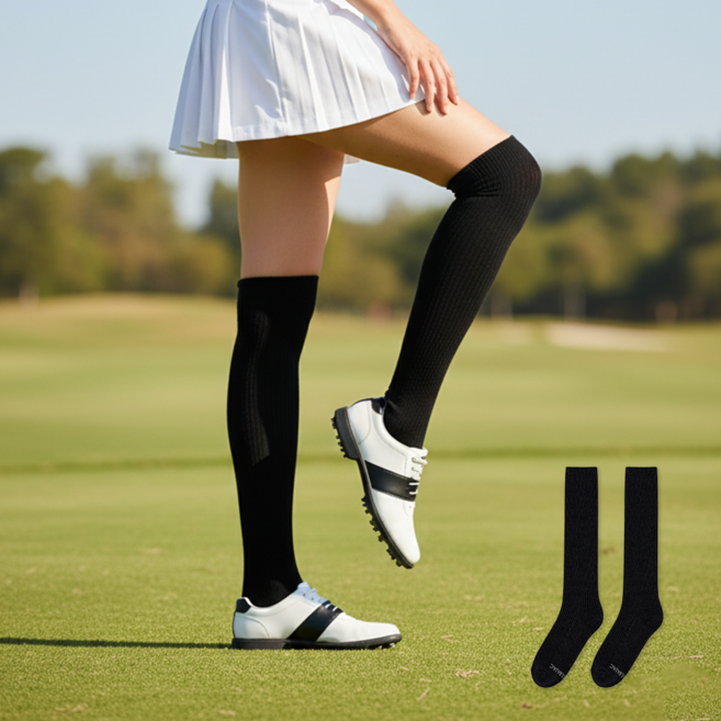 까스텔바작 캐시미어 & 메리노울 골프 넌슬립 니삭스 CSW-244 BWFMGO505, 블랙, 2세트