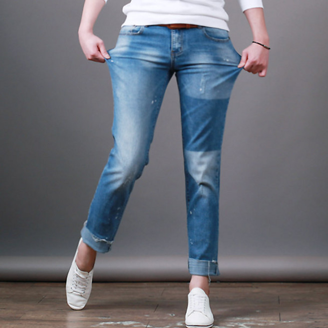 스댕클럽 남성용 빈티지 컷팅 워싱 빅사이즈 청바지 SJM5034