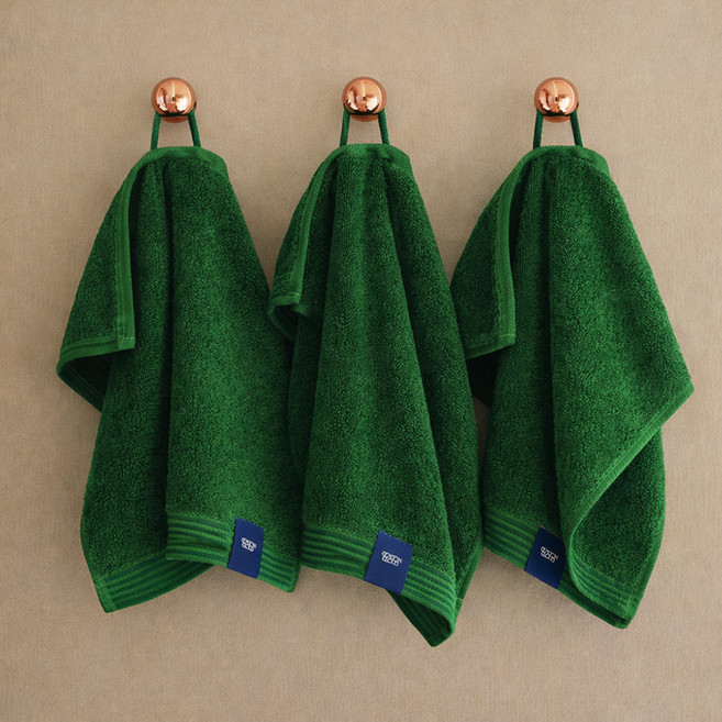 코튼클라우드 주방 고리 테누아 수피마 핸드타월, 모스그린, 3개