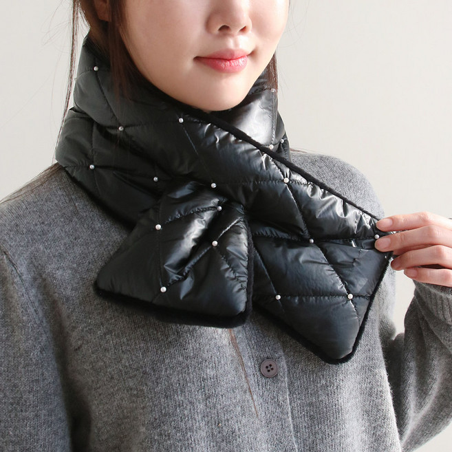 바비수 뮤즈론 진주 퍼 고리 머플러