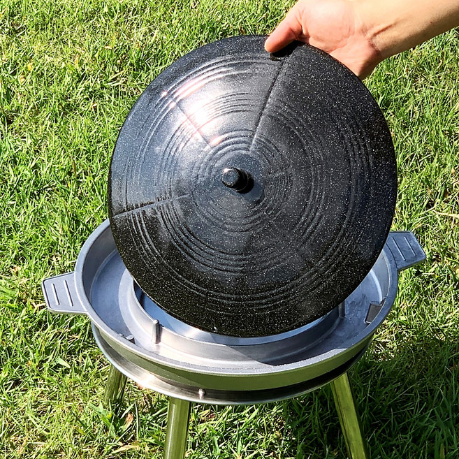 베어독스 기름받침대 + 솥뚜껑 무쇠 불판 30cm 세트, 혼합색상, 1세트