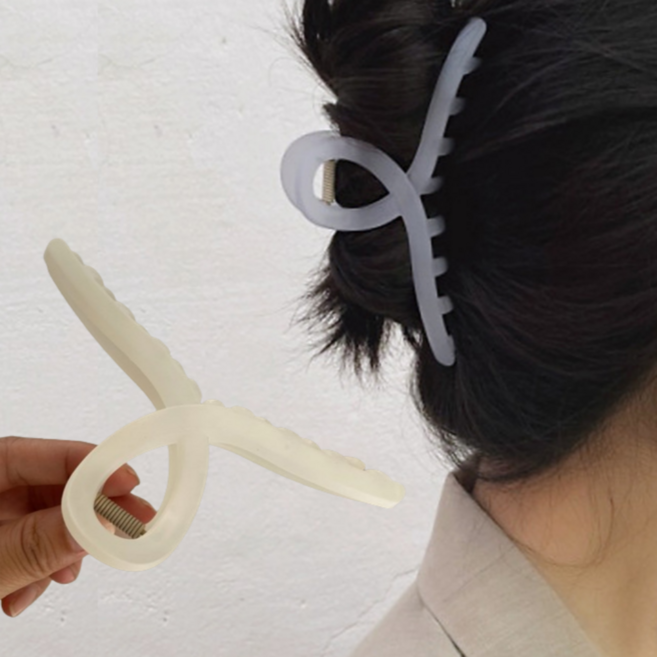 해피제이 빅사이즈 무광 톤다운 올림머리 집게핀 13cm 2종 세트