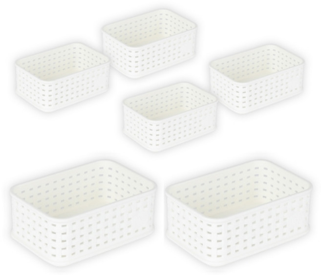 마이스타일 직T 라탄 바스켓, 화이트, 6개