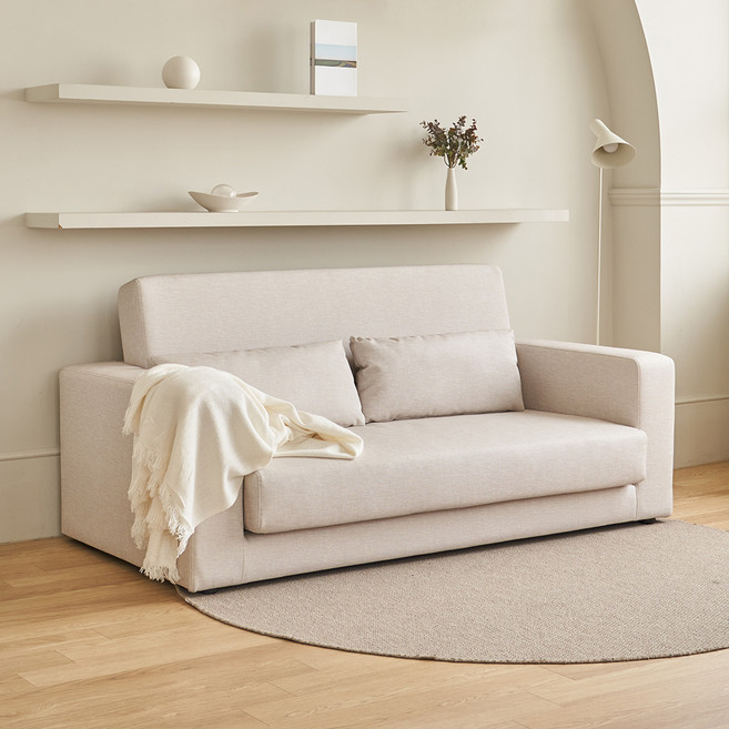 레이디가구 주피 EC패브릭 접이식 3인용 소파베드 방문설치, 크림베이지