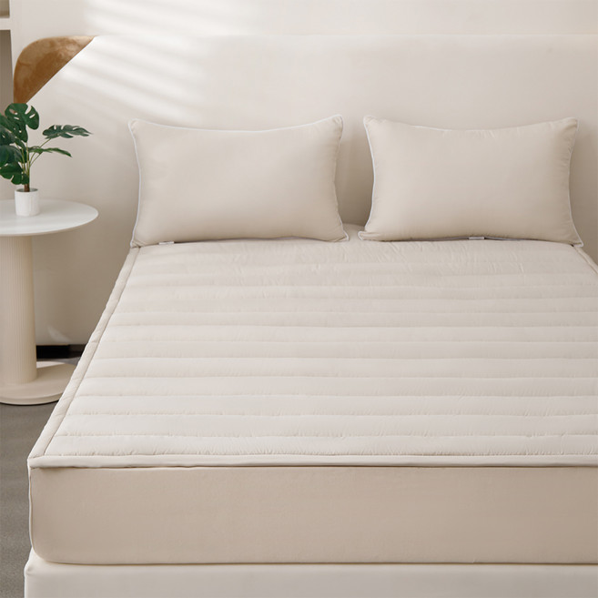 소하임 사계절 엠보싱 매트리스 패드, 샌드베이지