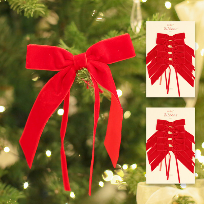 이플린 벨벳 쉬폰 완성리본 10P, 레드_벨벳, 1세트
