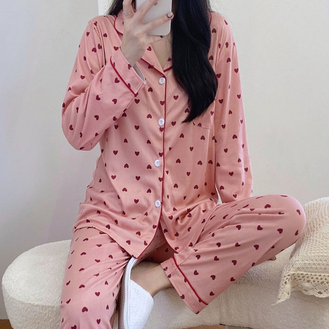 비올라 여성용 긴팔 + 긴바지 잠옷 세트 VIO0009