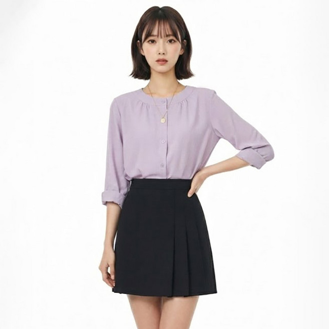 페이퍼먼츠 벨링 라운드 버튼 블라우스 14284