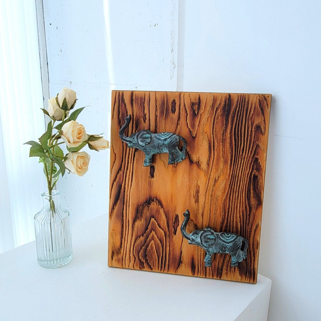 쿠칭아일랜드 재물복 푸른코끼리 황동주물 핸드메이드 풍수지리인테리어 개업선물 집들이선물 액자, 혼합색상