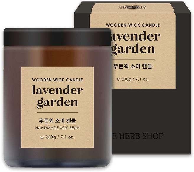 THE HERB SHOP 木質燭芯大豆蠟燭, 薰衣草花園, 200g, 1個