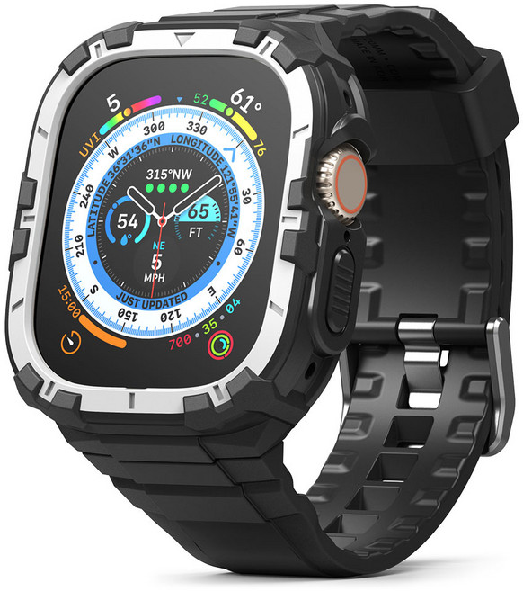 링케 애플워치 울트라 퓨전X 가드 밴드 스트랩 일체형 케이스, 화이트