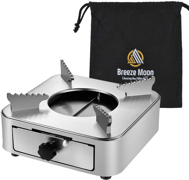 브리즈문 온앤오프 미니 화로 고체연료 가정용 스토브 버너 + 보관 파우치 세트, 실버, 1세트