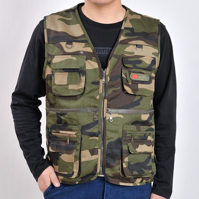 오디패스 남성용 아웃도어 멀티 포켓 야상 낚시 작업 조끼