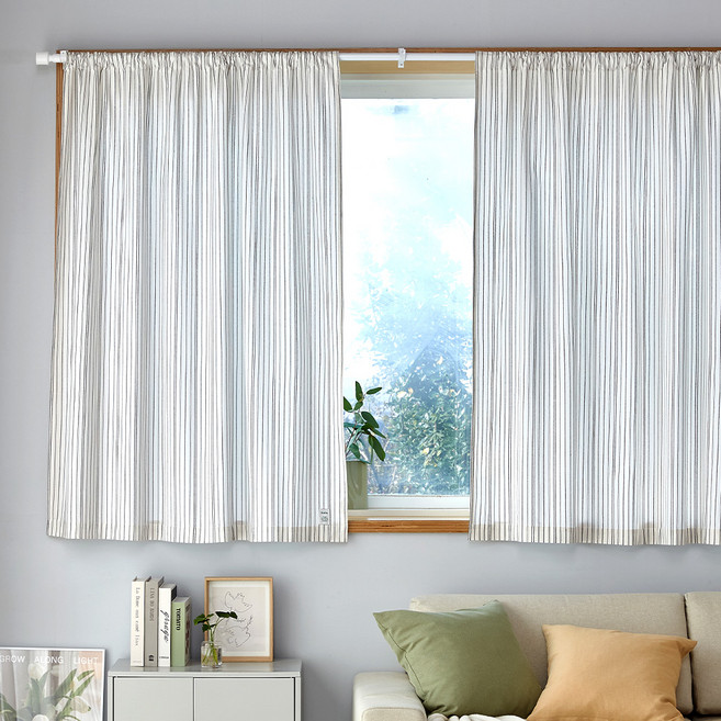 모던하우스 솔라 스트라이프 면 봉집형 반창문커튼