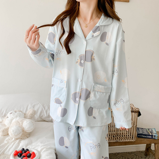 안나앤코 여성용 후르츠 긴팔 잠옷 파자마 상하의 세트