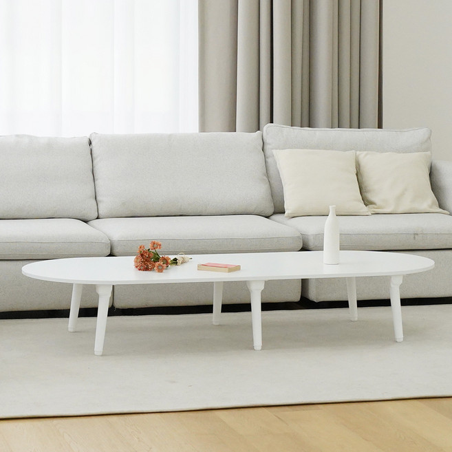 LPM6단높이조절타원형8~10인용대형테이블고객직접설치, 스노우 화이트