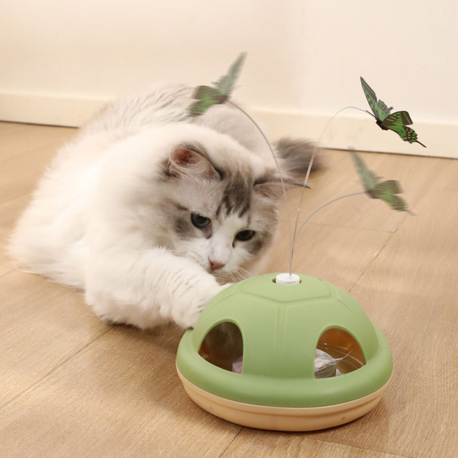 케리빙 고양이 깃털 자동 장난감, 그린, 1개