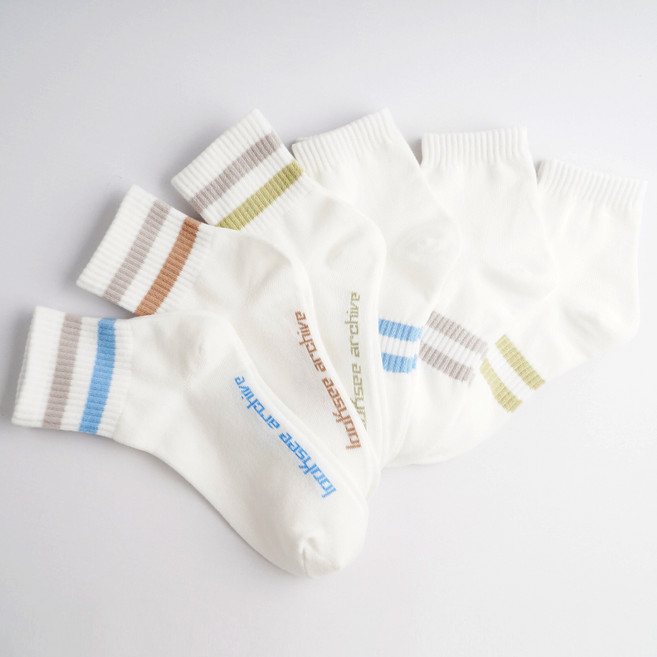 룩시 남녀공용 로열 스포티 단목 양말 6족 세트