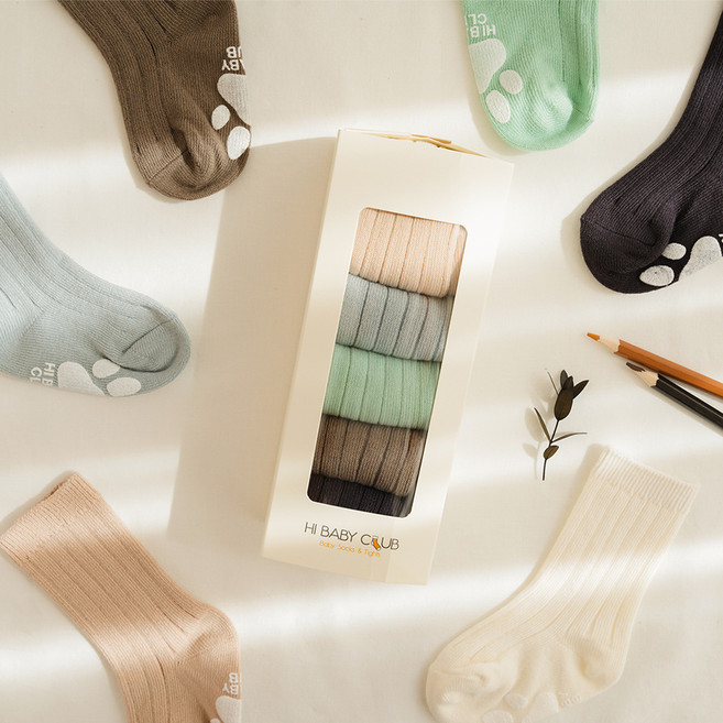 하이베이비키즈 유아용 롱골지양말 6종 + 선물포장 세트