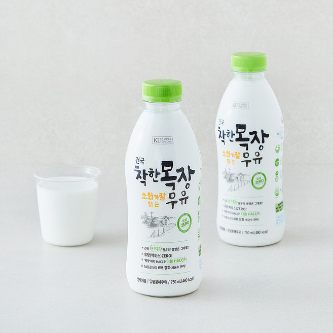 건국유업 착한목장 소화가 잘되는 우유, 2개, 750ml