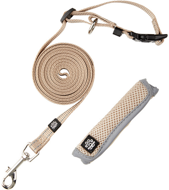 멍템 강아지 핸즈프리 리드줄, 베이지, 1개