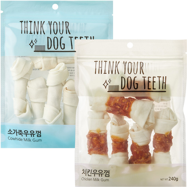 Think your dog teeth 소가죽 6p + 치킨 6p 세트, 혼합맛(소가죽/치킨), 1세트, 450g