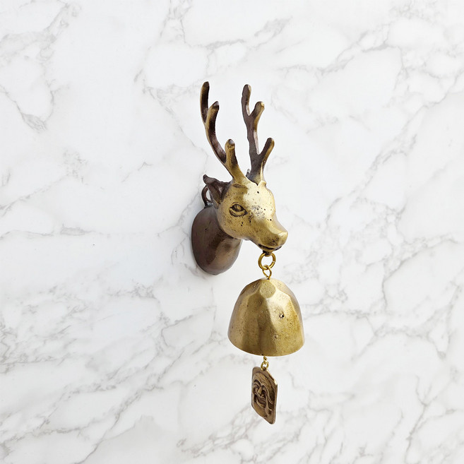 INTODECO 純粹長壽繁榮寓意黃銅鹿鈴大門鈴, 單一顏色