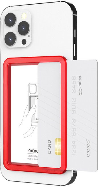 아라리 카드수납 프레임슬롯 휴대폰 케이스, 레드, 1개