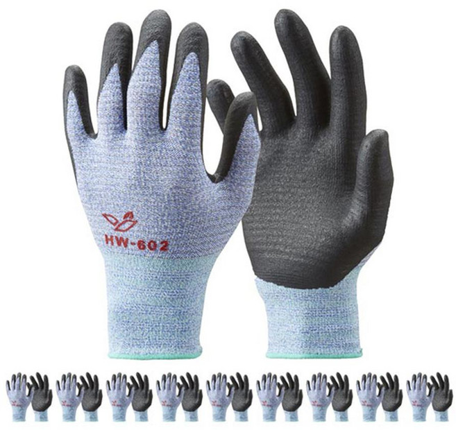 韓宇 NBR 塗層手套 HW-602, 藍色,黑色, 10雙
