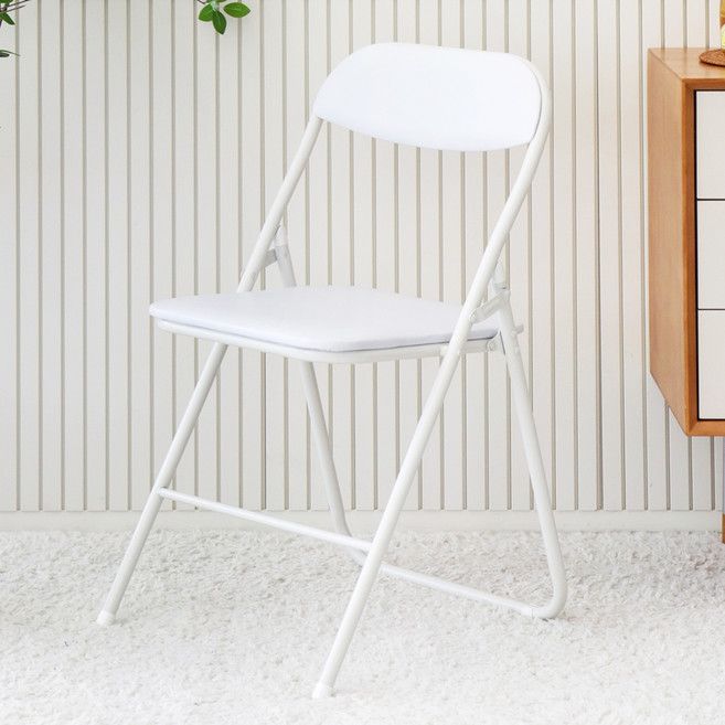 팬물산 이지라이프 멜로 PU가죽 폴딩 체어, 화이트, 1개