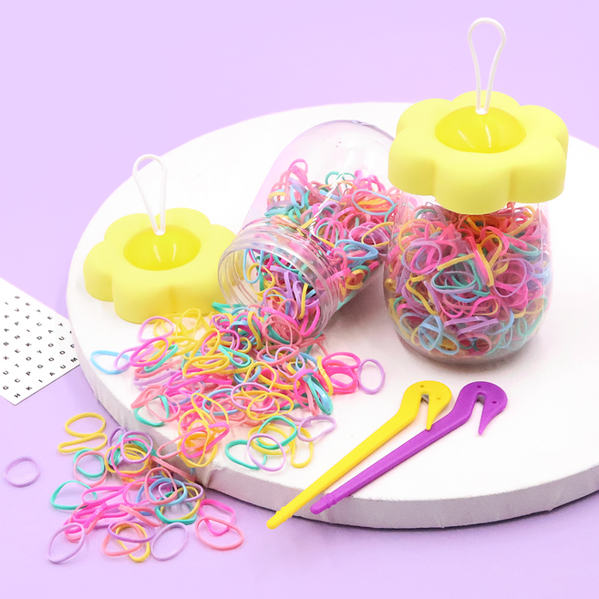 비단길 시즈꽃병 대용량 고무줄 머리끈 400p x 2개 + 이지컷 고무줄칼 2p 세트