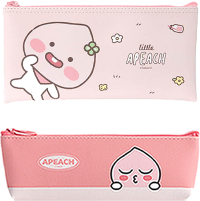 KAKAO FRIENDS 現代風格迷你三角筆袋+筆袋組, Pink Apeach(三角筆袋)+Little Apeach(筆袋), 1組