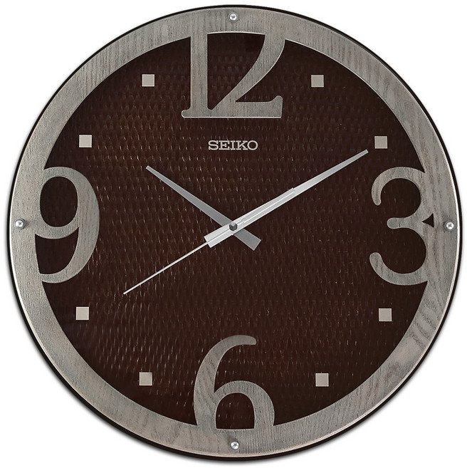 SEIKO 精工 立體木紋編織紋理滑動式秒針靜音掛鐘 QXA841B, 咖啡色