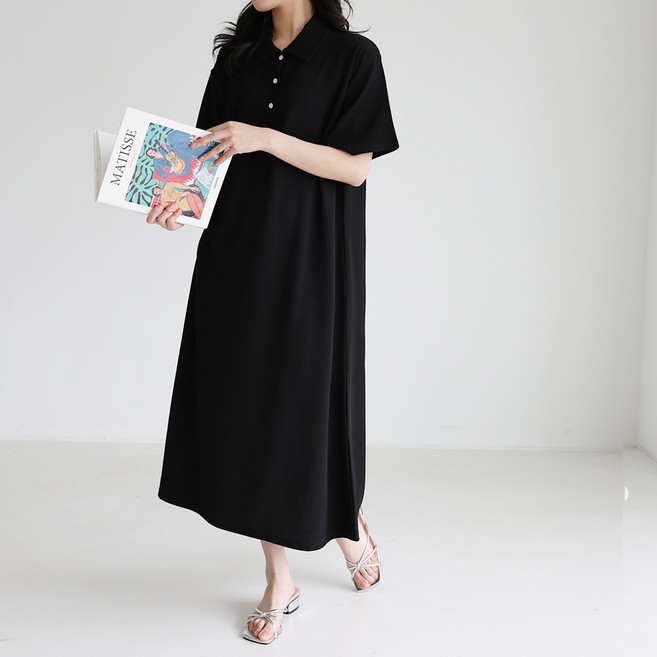 모이르벨라 채채 카라 반팔 롱 원피스 T24SS2-A0351