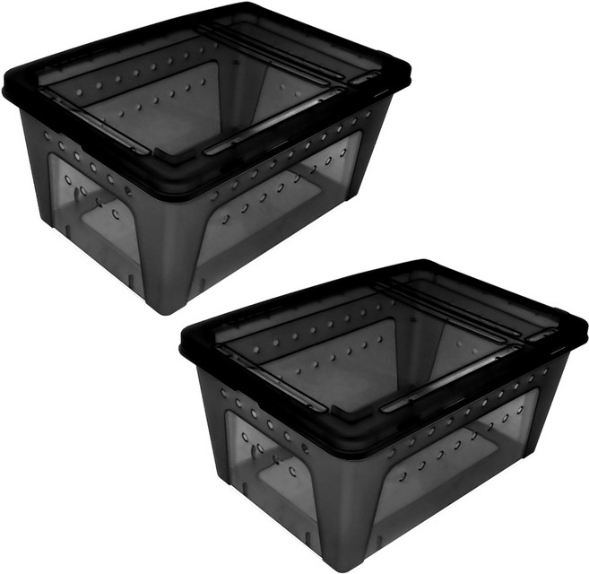 파충류 도마뱀 적재형 케이지 H4 업그레이드, 블랙, 2개