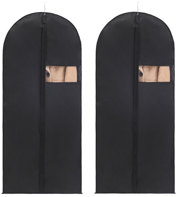 로이윙 심플 투명창 행거 옷커버 방수 블랙, 1개입, 2개