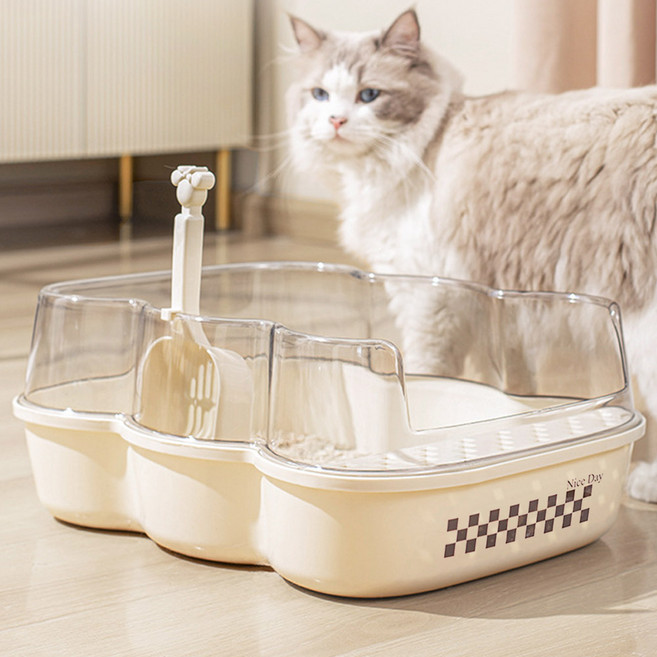 딩동펫 고양이 물결 샌드박스 화장실, 아이보리, 1개