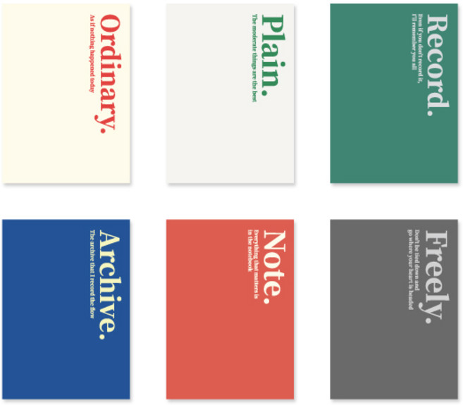 모노라이크 그리드 테마 미니노트 6종 세트, 혼합색상, 1세트