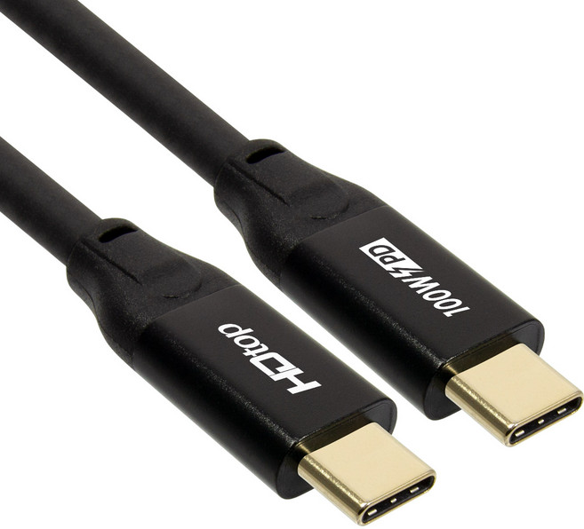 에이치디탑 USB 3.1 C타입 GEN2 썬더볼트 고속 충전 케이블 PD, 1.5m, 검은색 + 골드, 1개